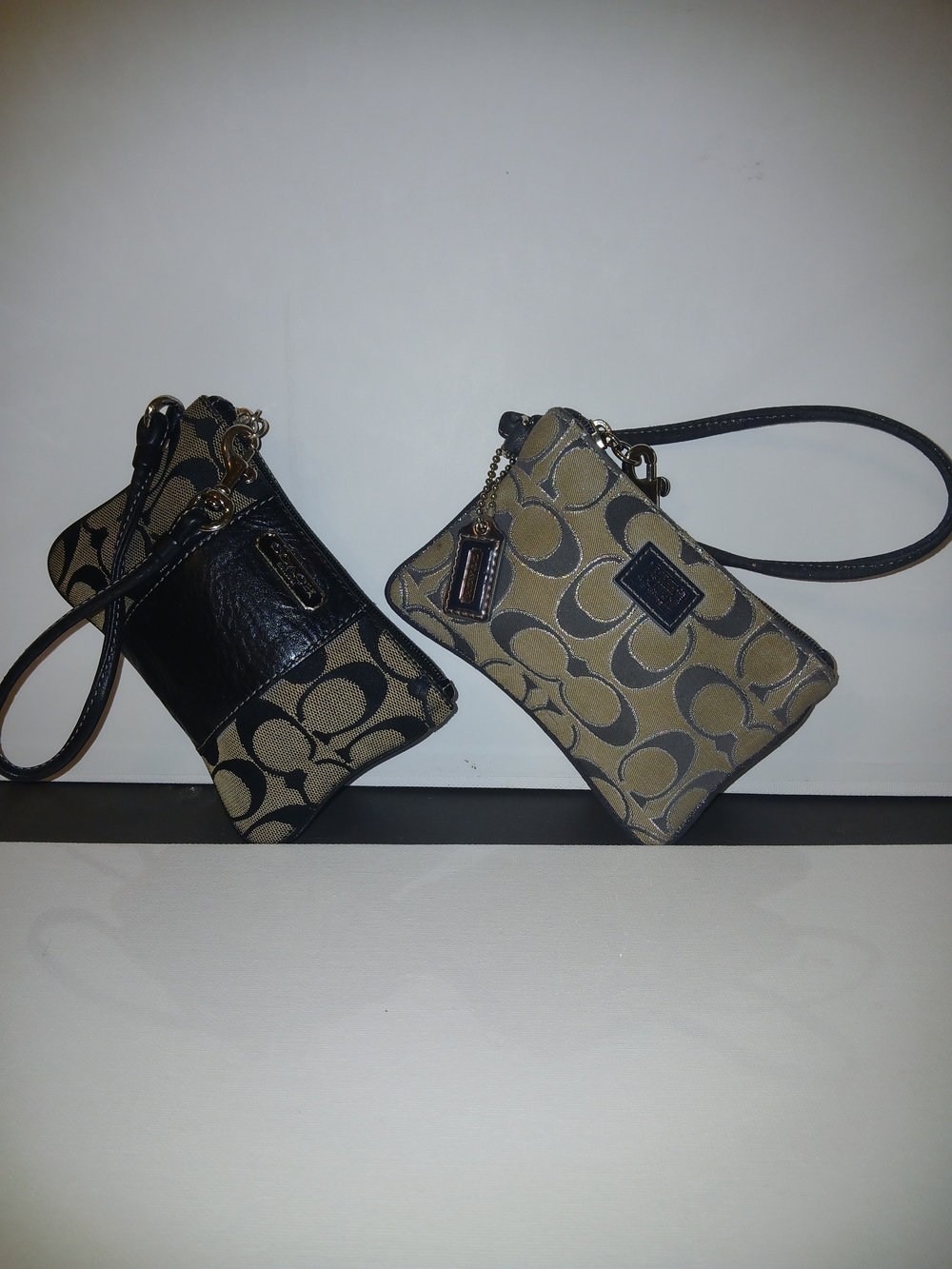 Coach Signature Canvas Wristlet in Tan and Black